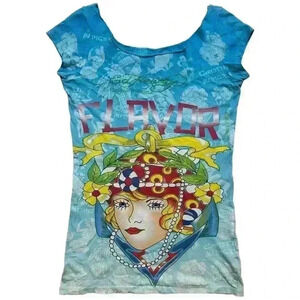 Ed Hardy Y2K Vintage Flavor Scoop Blouse T-Shirt Top